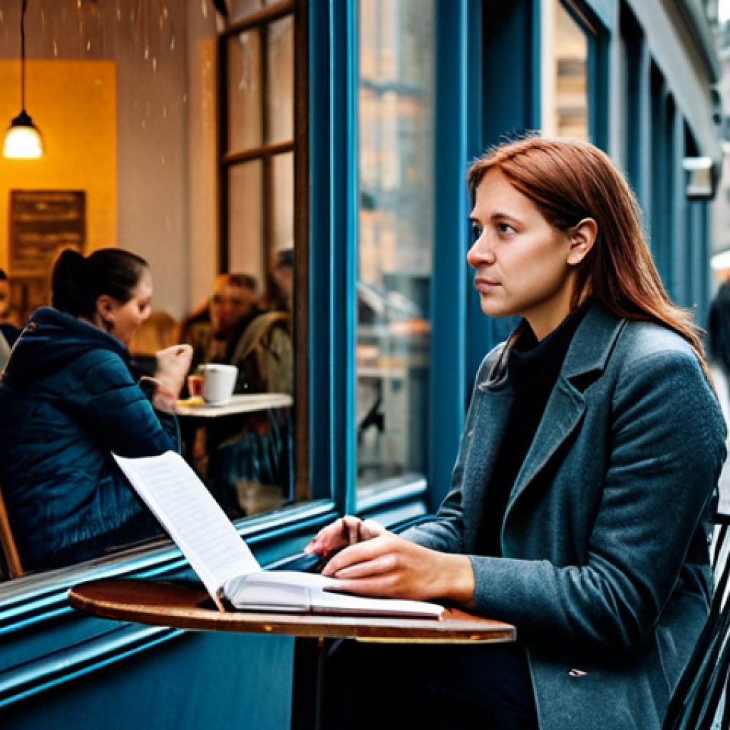스토리텔러 직무에서의 창의적 사고 적용법 - The Observer**

A cozy café scene in Berlin, Germany. A woman with a notebook, dressed in a stylish,...