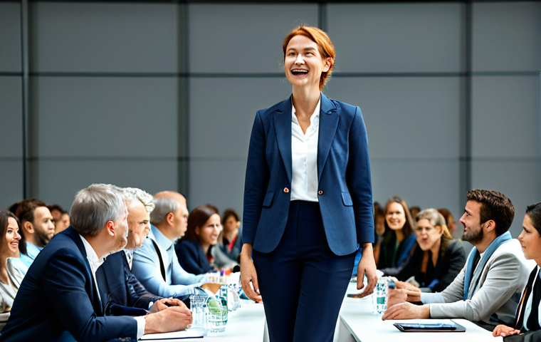 스토리텔러 실무 사례 인터뷰 - Authentic Business Story**

"A businesswoman, fully clothed in a smart casual outfit with a blazer, ...