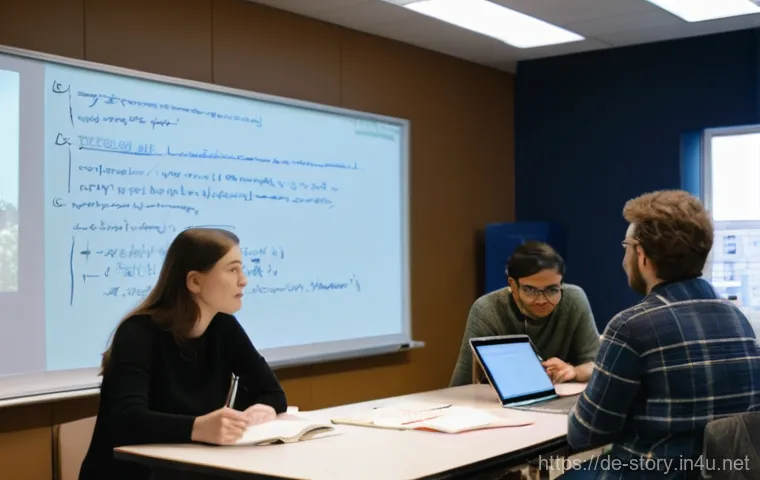 스토리텔러 실무 교육 과정 - **Prompt:** A diverse group of adult professionals, both men and women, ranging in age from late 20s...