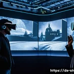 Home 20 스토리텔러와 관련된 최신 기술 도입 사례 - A futuristic German museum exhibit showcasing Virtual Reality storytelling: visitors wearing modern ...