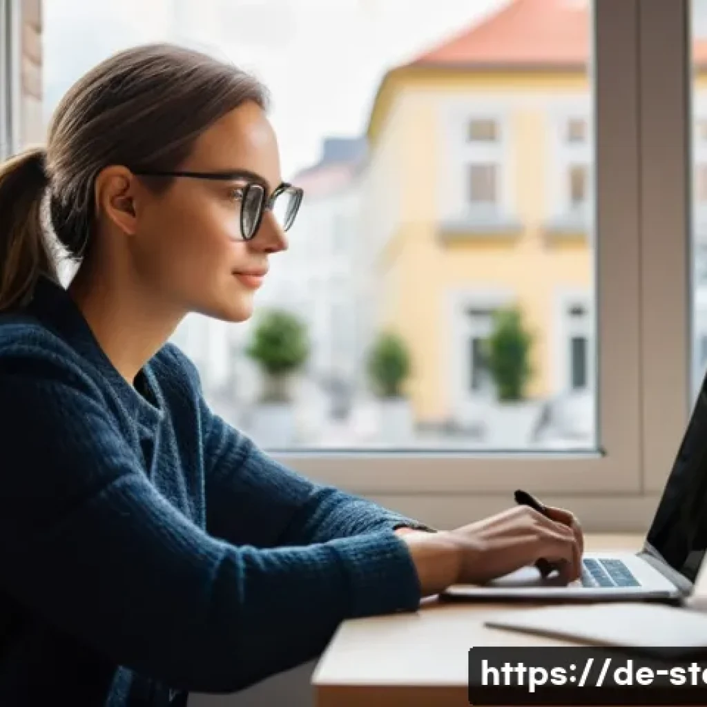 스토리텔러와 관련된 베스트셀러 스토리 연구 - A cozy modern office setting in Berlin with a young female marketing professional sitting at a desk,...