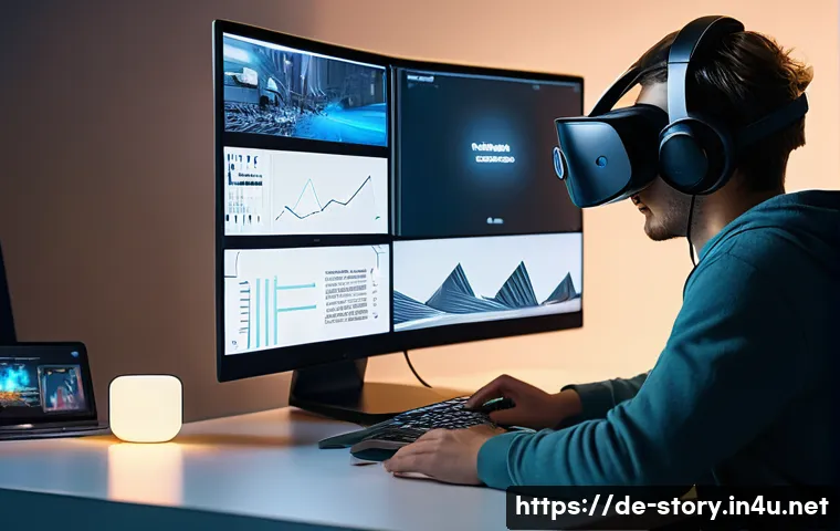 스토리텔러와 디지털 스토리 제작 사례 - A modern digital storytelling workspace showing a young German content creator in casual, stylish cl...