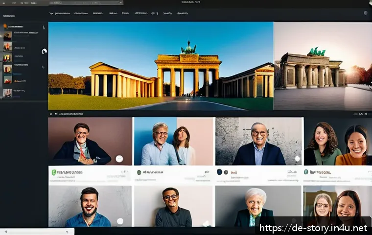 스토리텔러가 되기 위한 커뮤니티 활동 - A warm, inviting digital community scene showing diverse people of various ages and ethnicities enga...