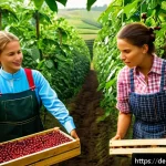 Home 22 스토리텔러와 고객 커뮤니케이션의 중요성 - A small organic coffee farm scene in Germany during harvest season, showing authentic workers in tra...