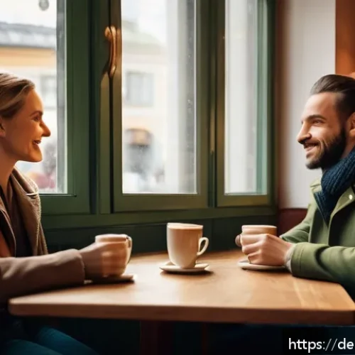 Home 33 스토리텔러 필수 스킬 10가지 - A dynamic scene showing a diverse group of realistic characters in a cozy Berlin café, each with dis...