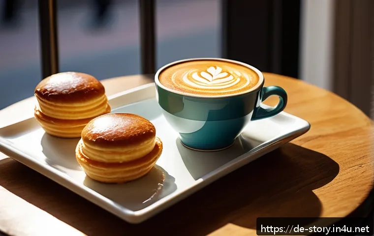 스토리텔러로서 창의성을 높이는 연습 - A cozy café scene in a bustling German city, viewed from the perspective of a vintage coffee cup res...