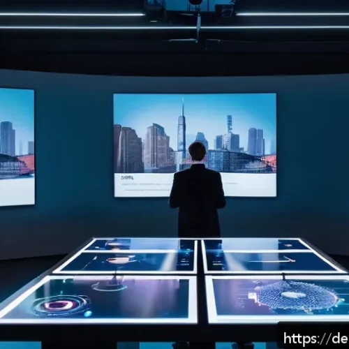 스토리텔러와 AI의 협업 사례 - A futuristic digital storytelling scene in a modern Berlin creative studio, featuring a diverse grou...
